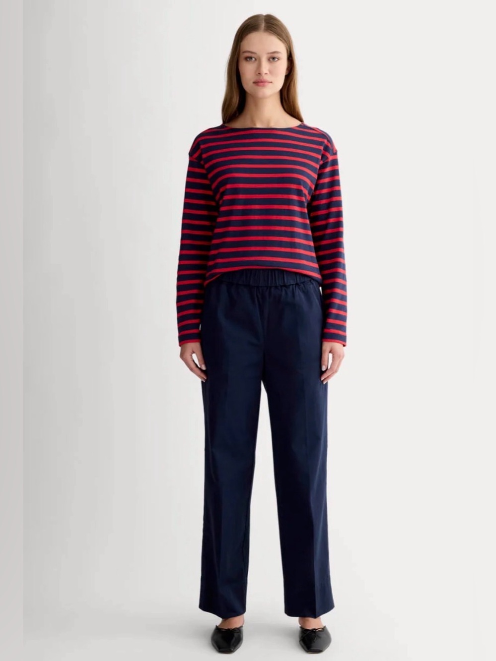 New Everlane THE EASY PANT Navy Size S Nautical Coastal French Girl